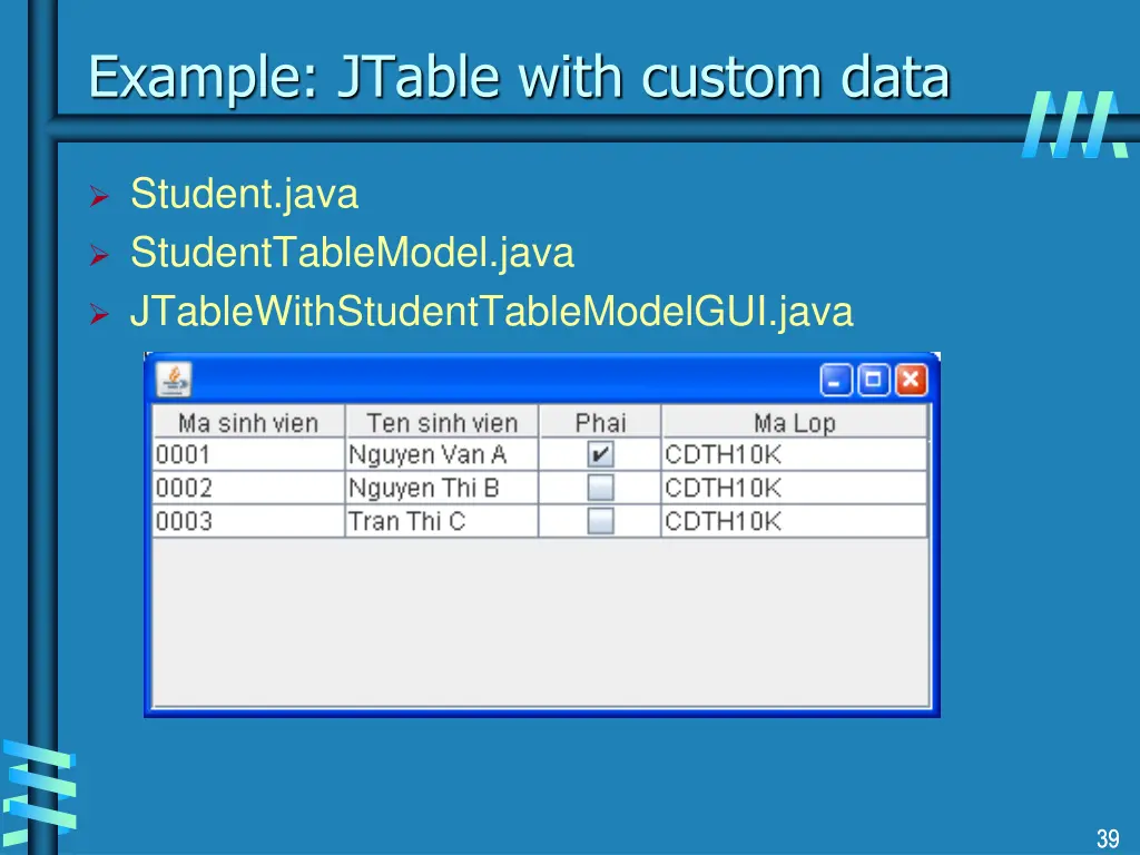 example jtable with custom data