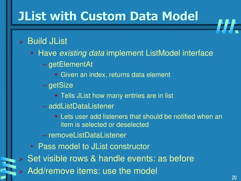 jlist with custom data model