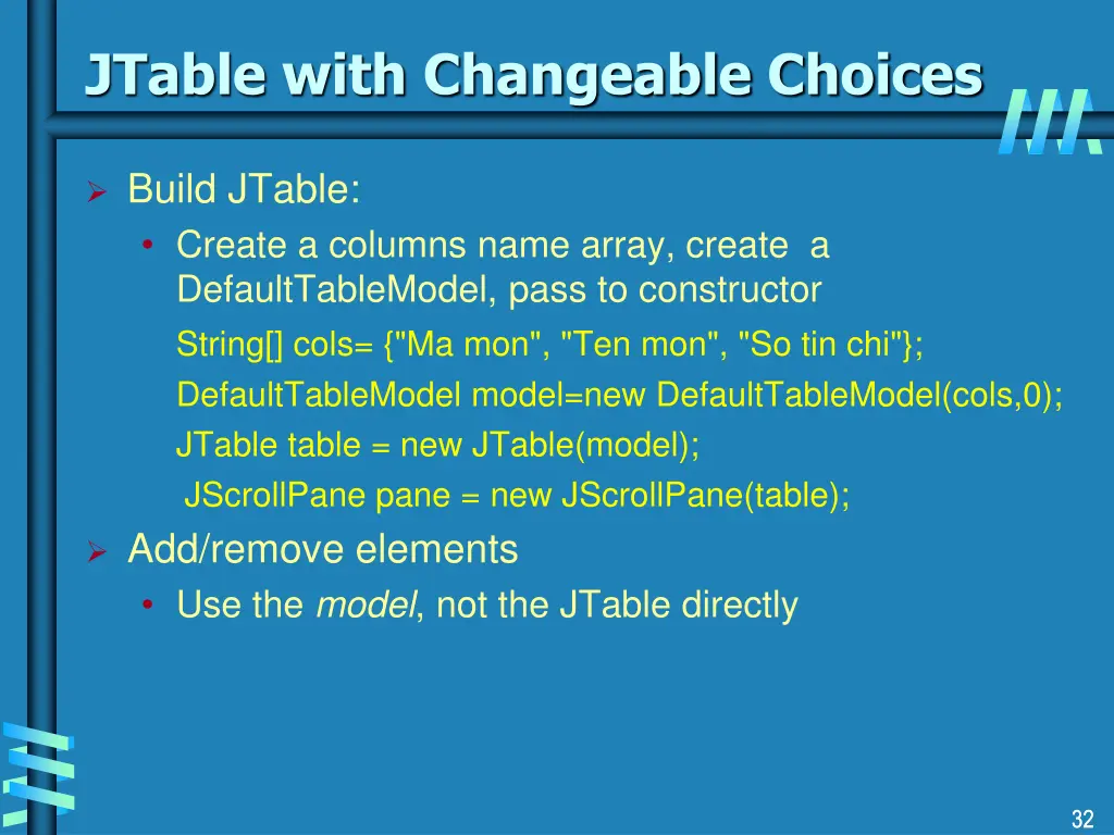 jtable with changeable choices