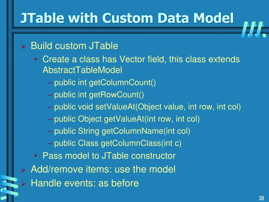 jtable with custom data model