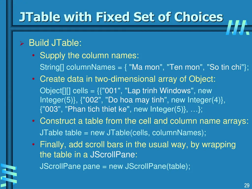 jtable with fixed set of choices