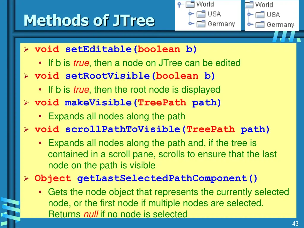 methods of jtree