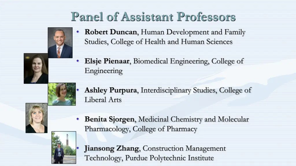 panel of assistant professors robert duncan human