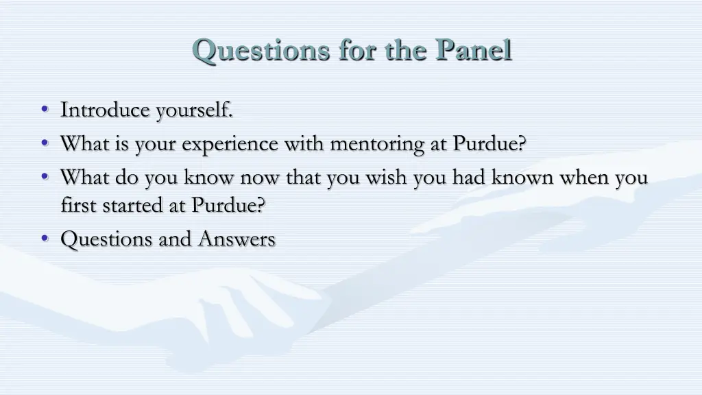 questions for the panel