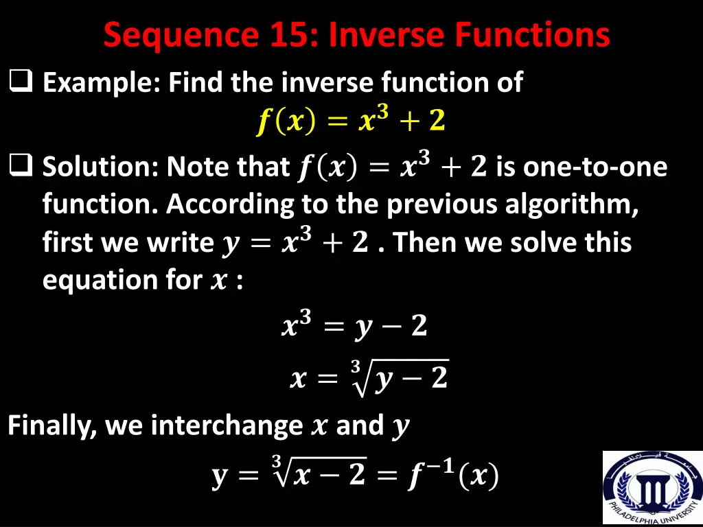 sequence 15 inverse functions example find