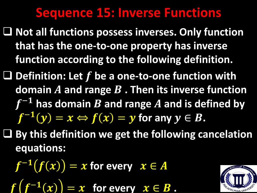 sequence 15 inverse functions not all functions