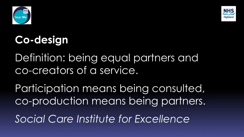 co design definition being equal partners