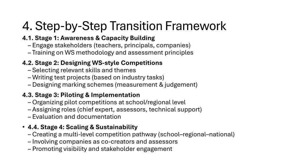 4 step by step transition framework 4 1 stage