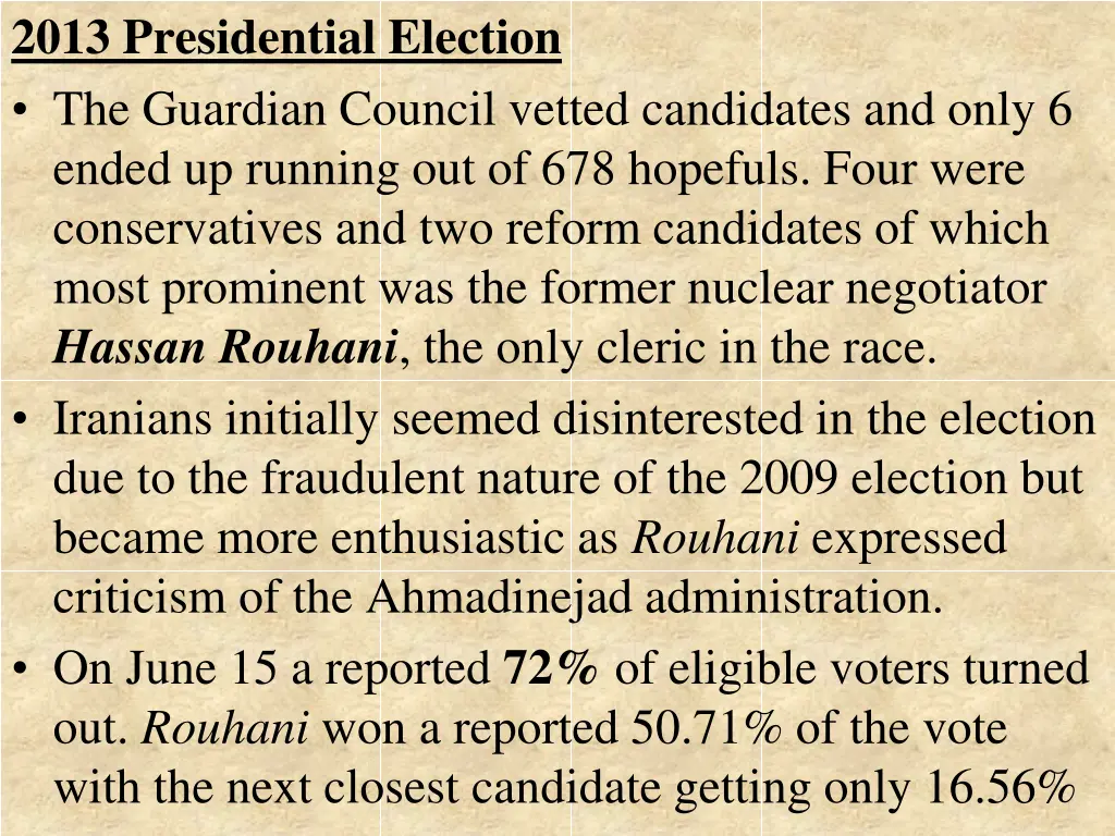 2013 presidential election the guardian council