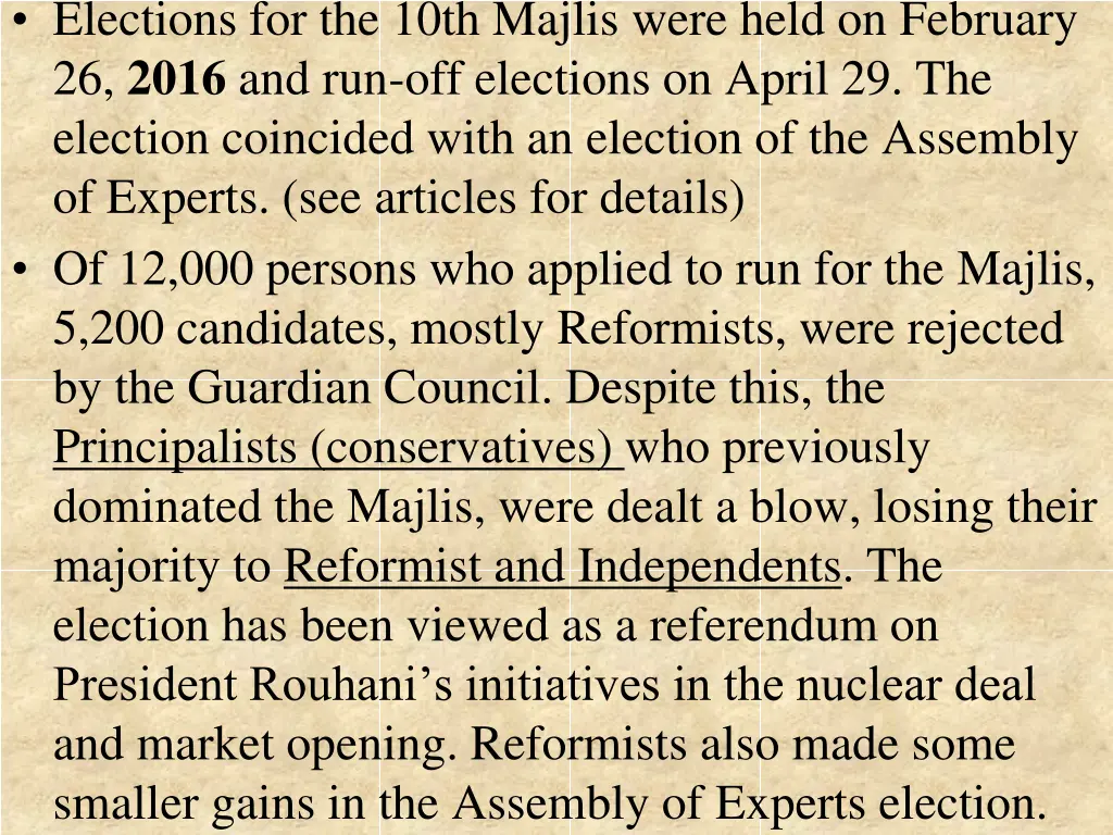 elections for the 10th majlis were held