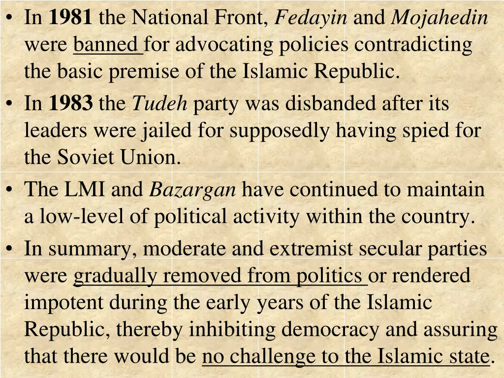 in 1981 the national front fedayin and mojahedin