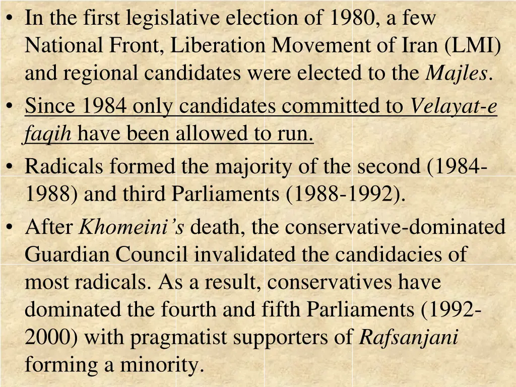 in the first legislative election of 1980