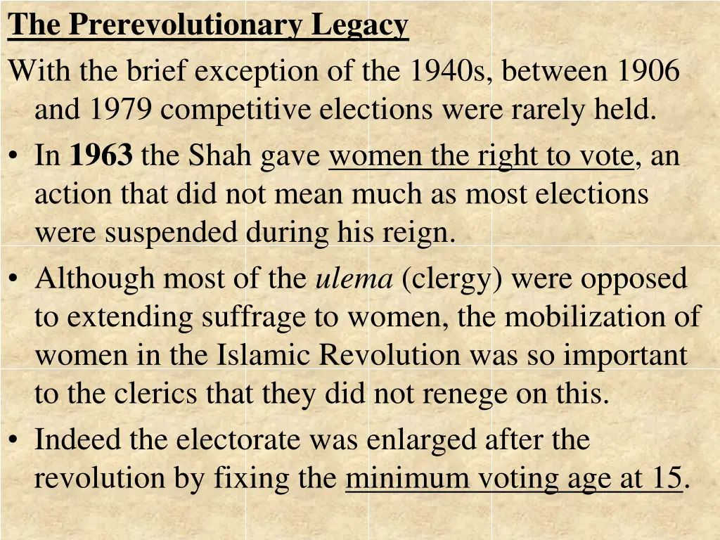 the prerevolutionary legacy with the brief