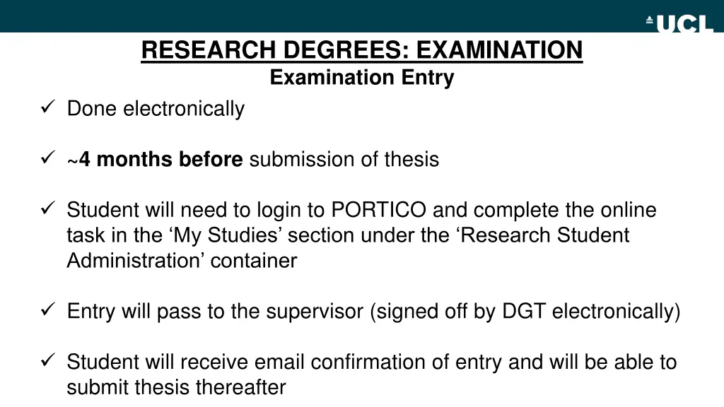 research degrees examination examination entry