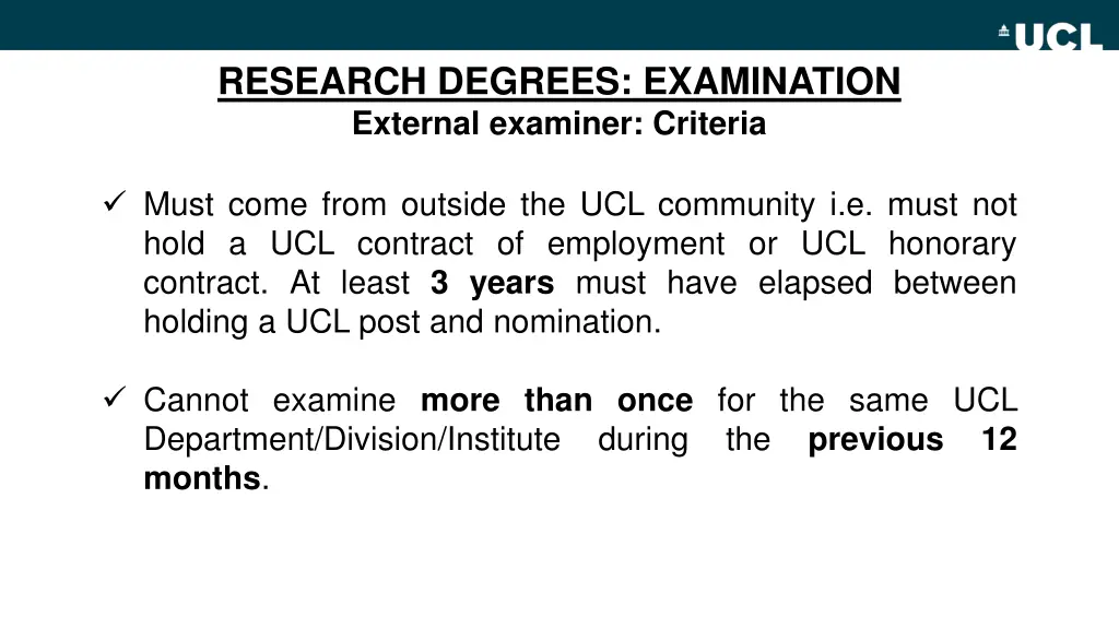 research degrees examination external examiner