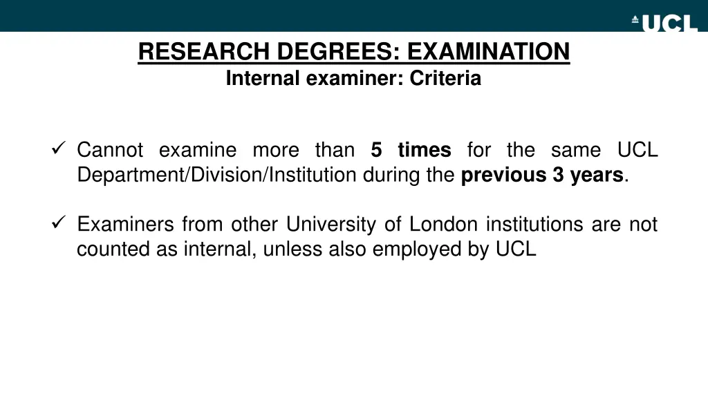 research degrees examination internal examiner