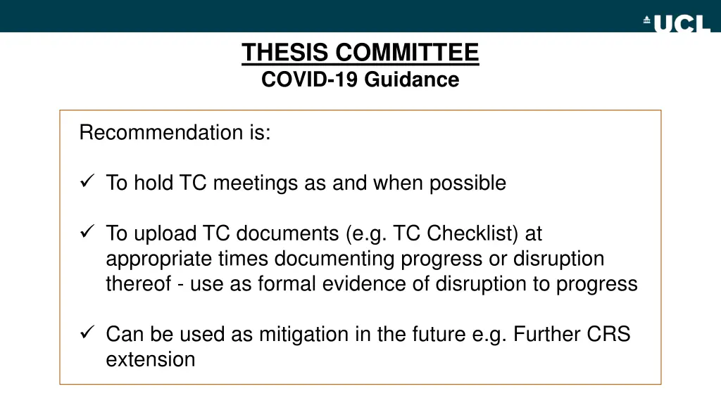 thesis committee covid 19 guidance