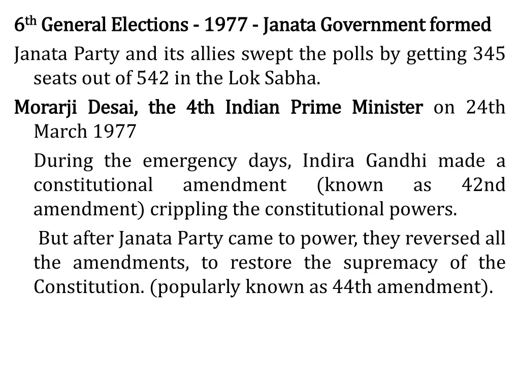 6 6 th th general general elections janata party