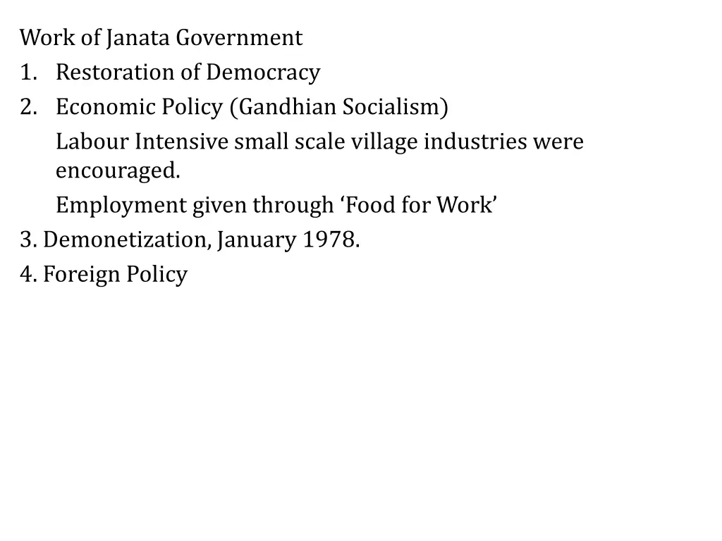 work of janata government 1 restoration