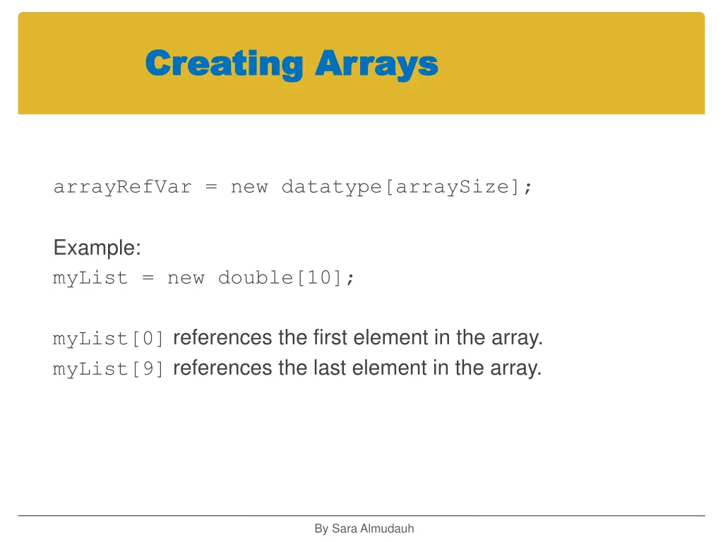 creating arrays creating arrays