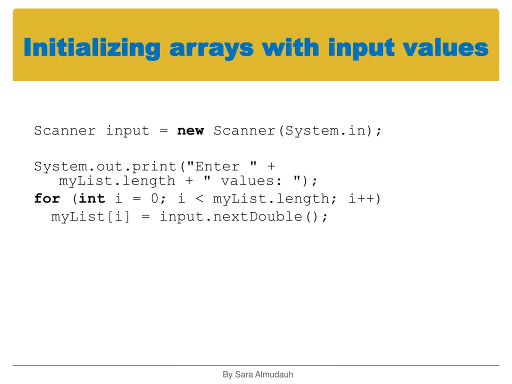 initializing arrays with input values