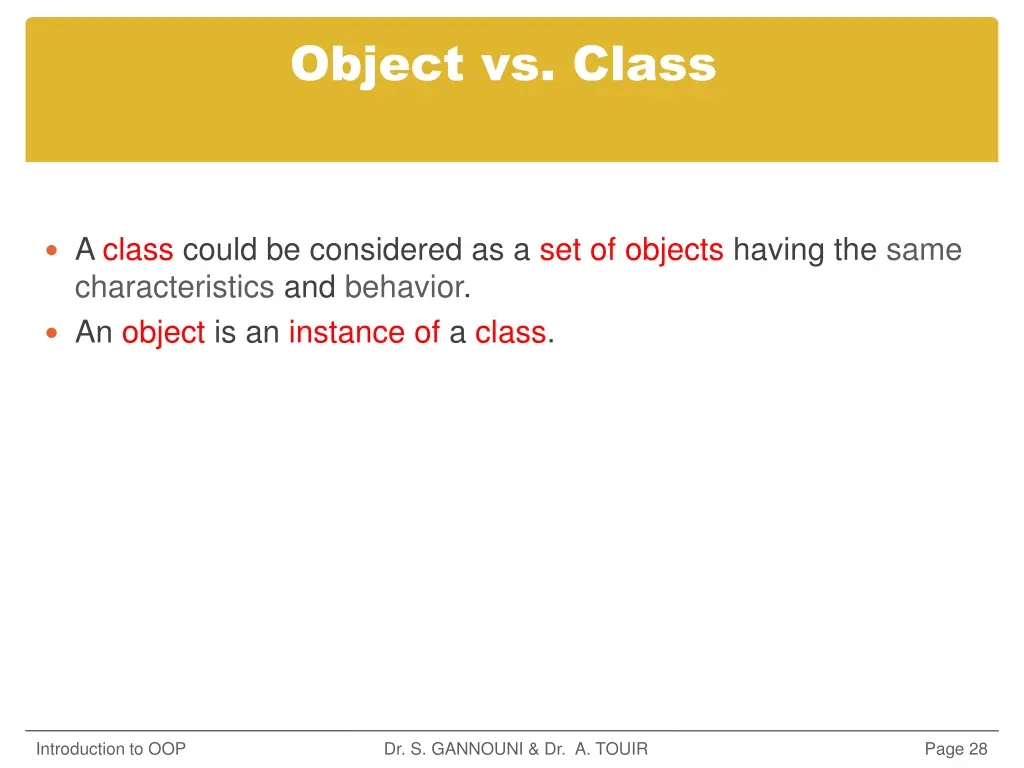 object vs class
