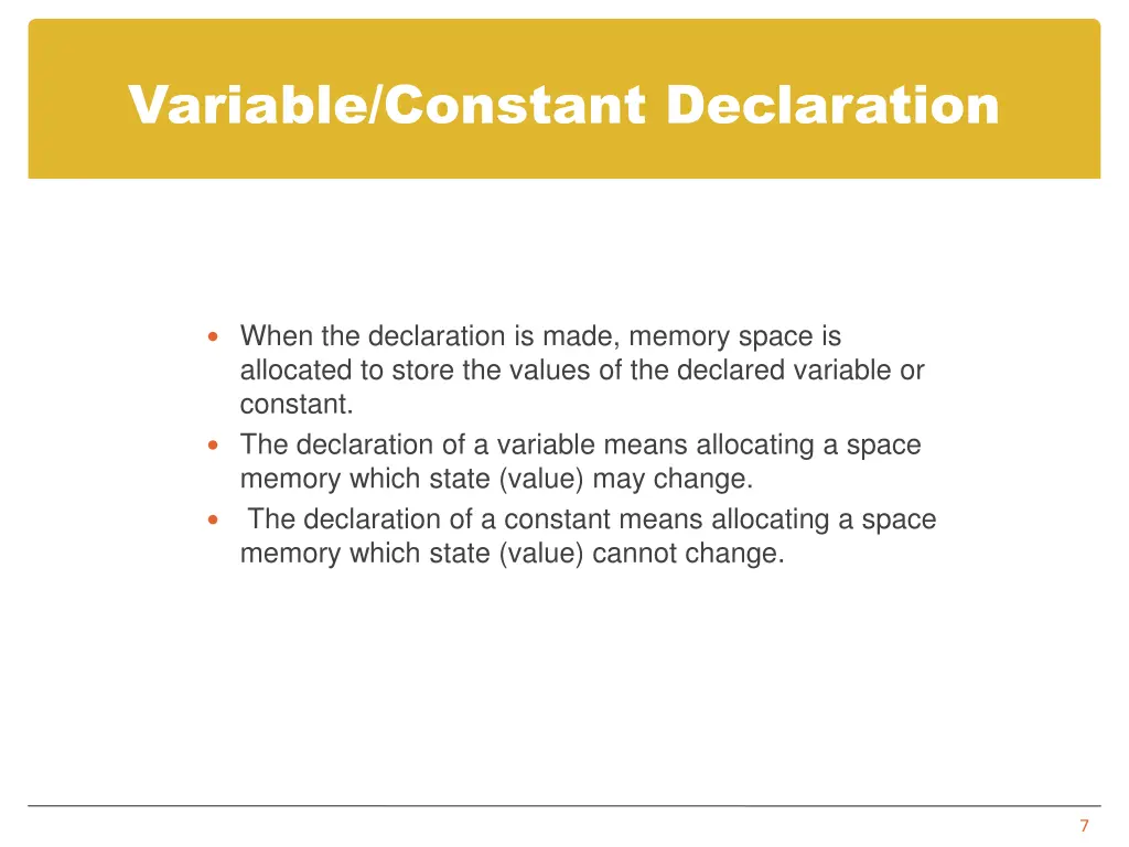 variable constant declaration