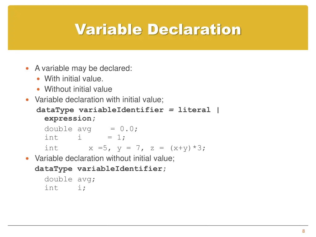 variable declaration