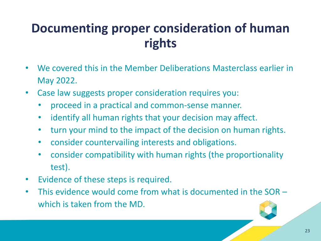 documenting proper consideration of human rights