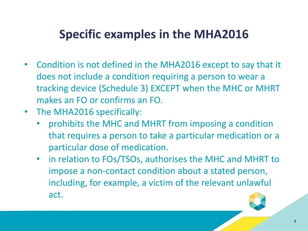 specific examples in the mha2016