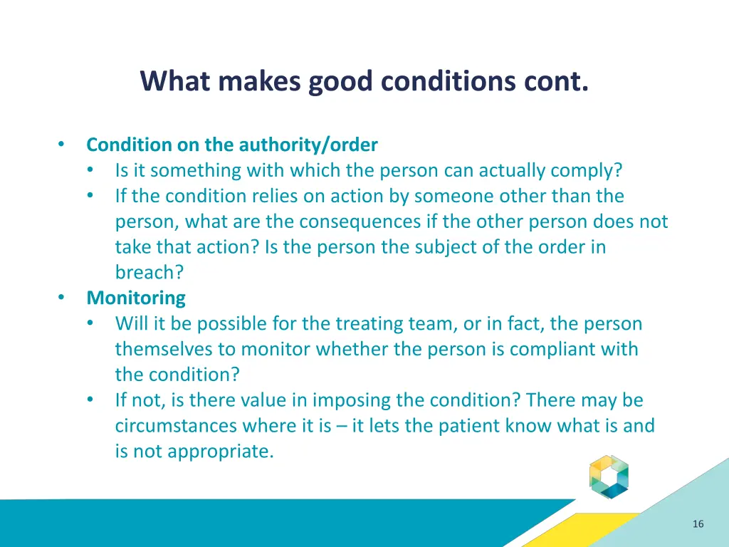what makes good conditions cont 1