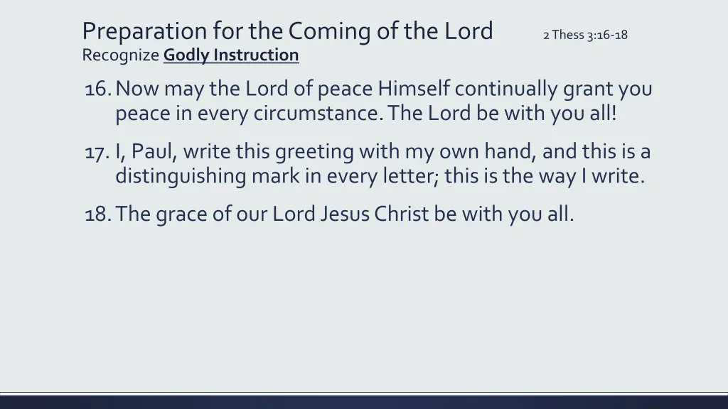 preparation for the coming of the lord recognize 11