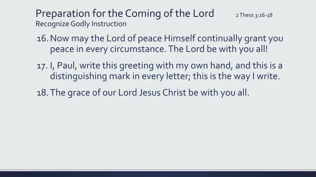 preparation for the coming of the lord recognize 5