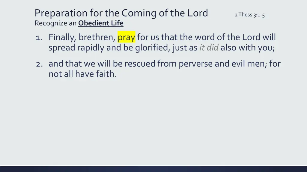 preparation for the coming of the lord recognize 6