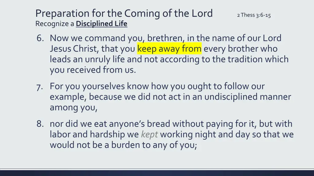 preparation for the coming of the lord recognize 8