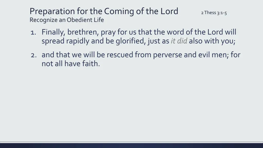 preparation for the coming of the lord recognize