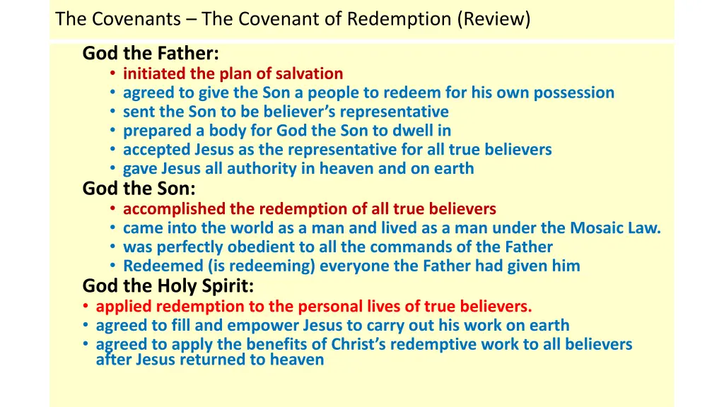 the covenants the covenant of redemption review