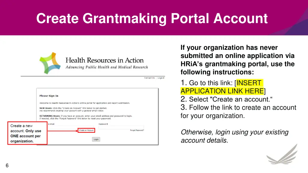 create grantmaking portal account 1