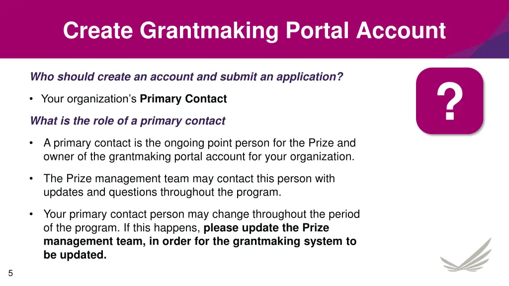create grantmaking portal account