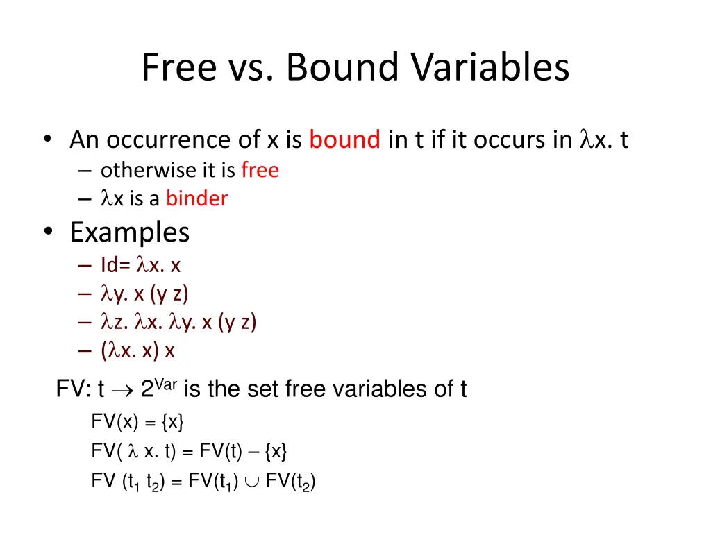 free vs bound variables