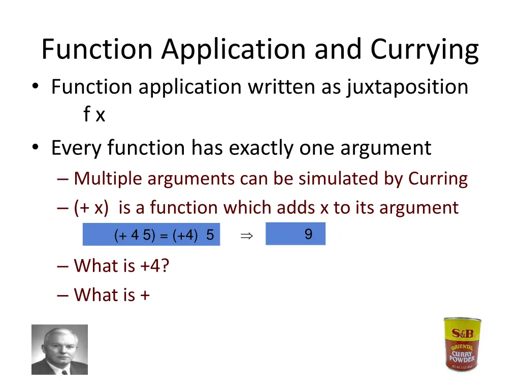 function application and currying function
