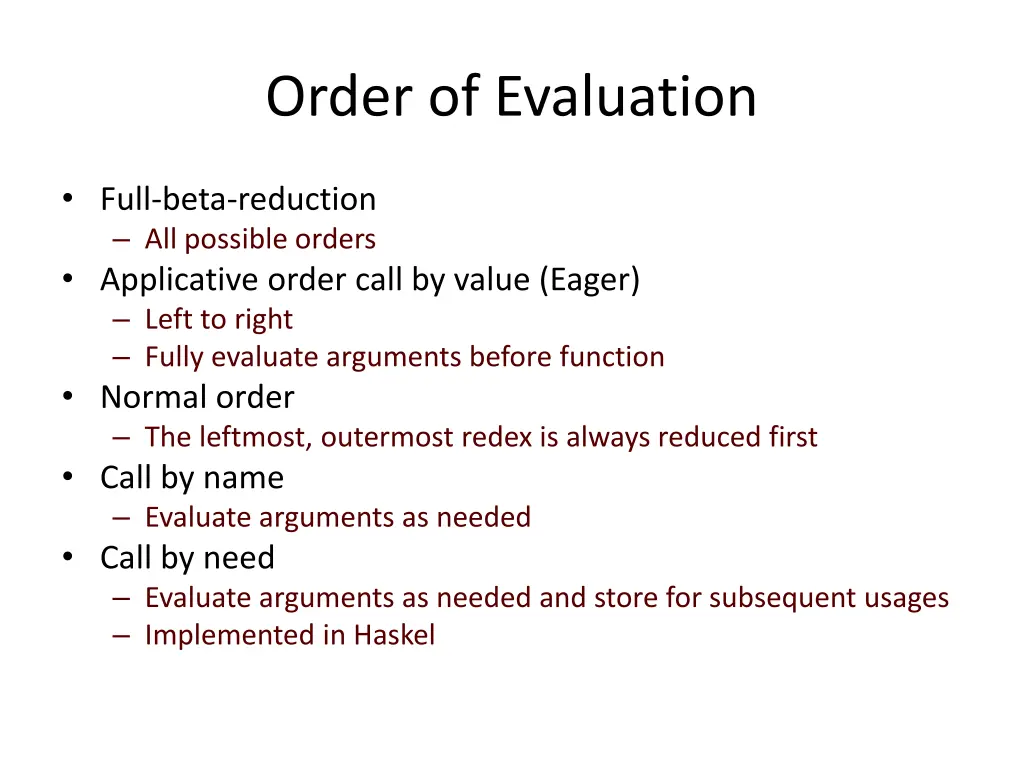 order of evaluation
