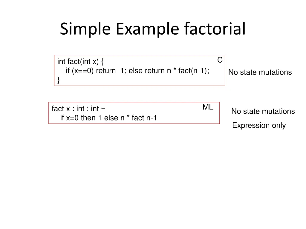 simple example factorial