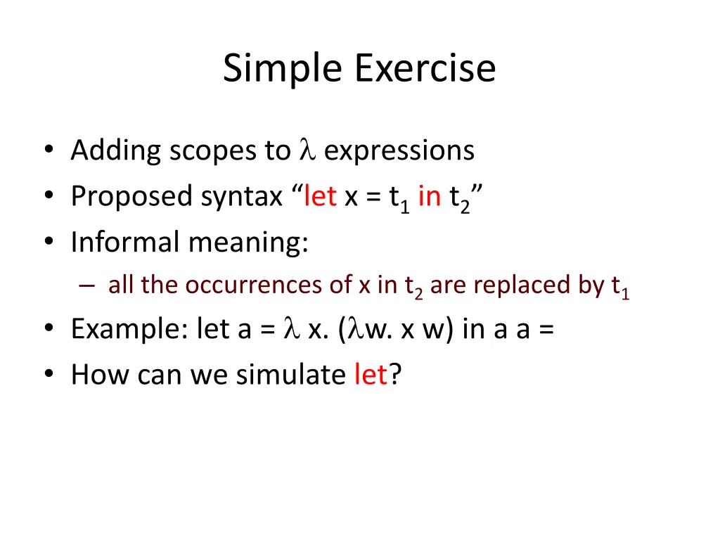 simple exercise