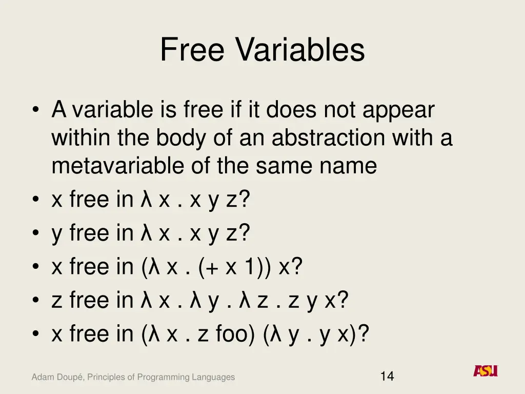 free variables