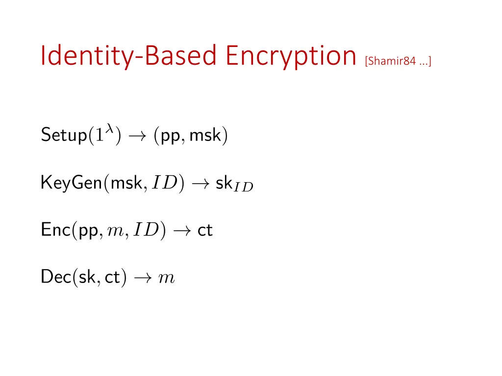 identity based encryption shamir84 1