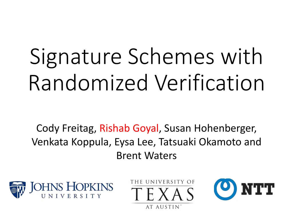 signature schemes with randomized verification