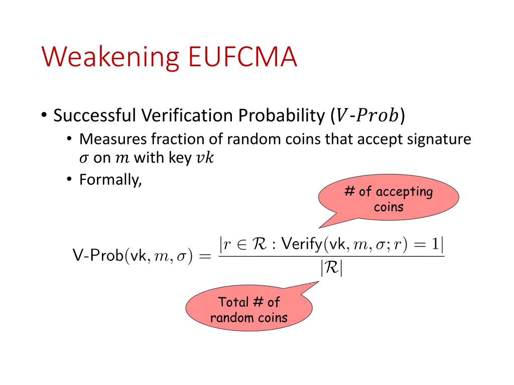 weakening eufcma