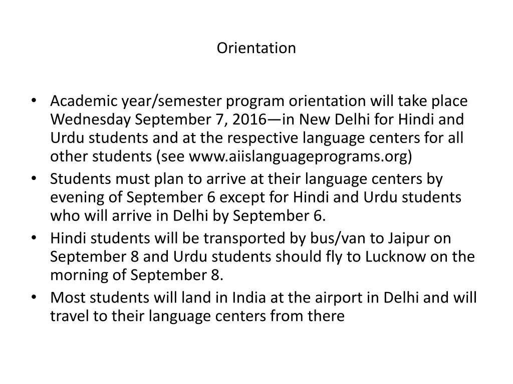 orientation