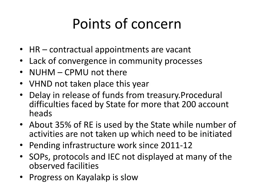 points of concern